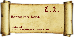 Borovits Kont névjegykártya